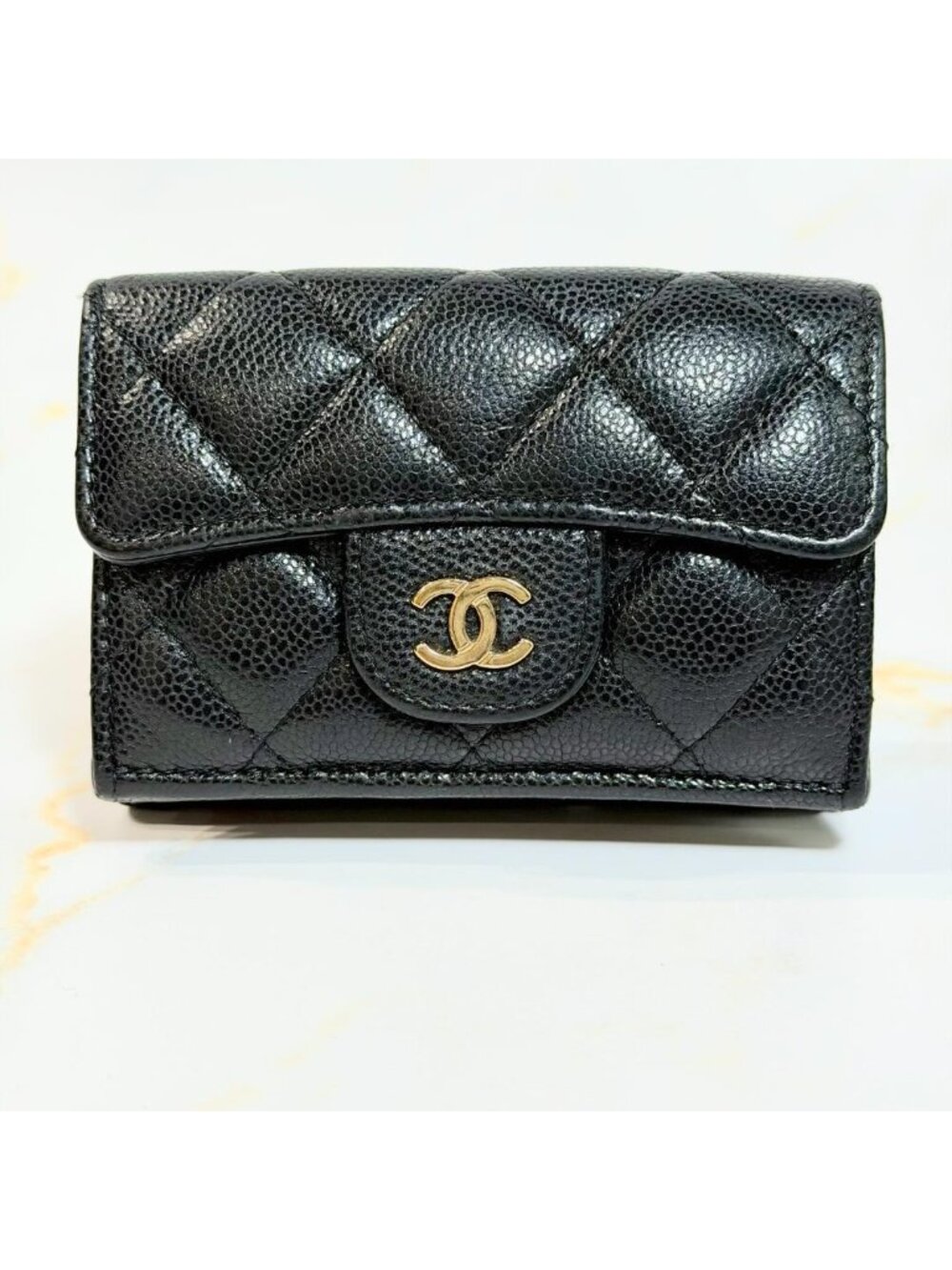 Chanel Caviar Leather Quilted Trifold Wallet